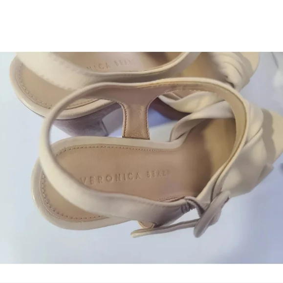Veronica Beard Designer Cream Leather Gela Platform Heels 5" US 8 - Picture 8 of 10